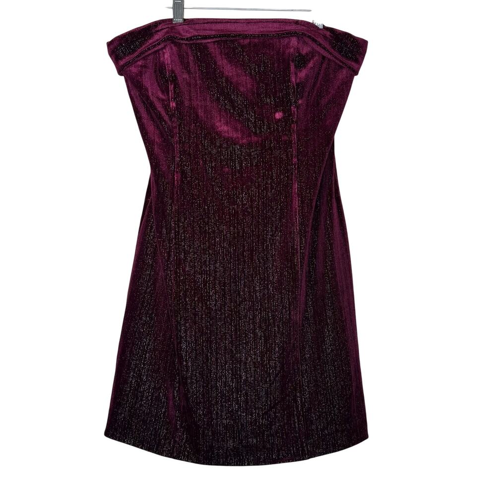 Urban Social Velvet Burgundy Red Strapless Tube Shimmer Mini Dress Medium